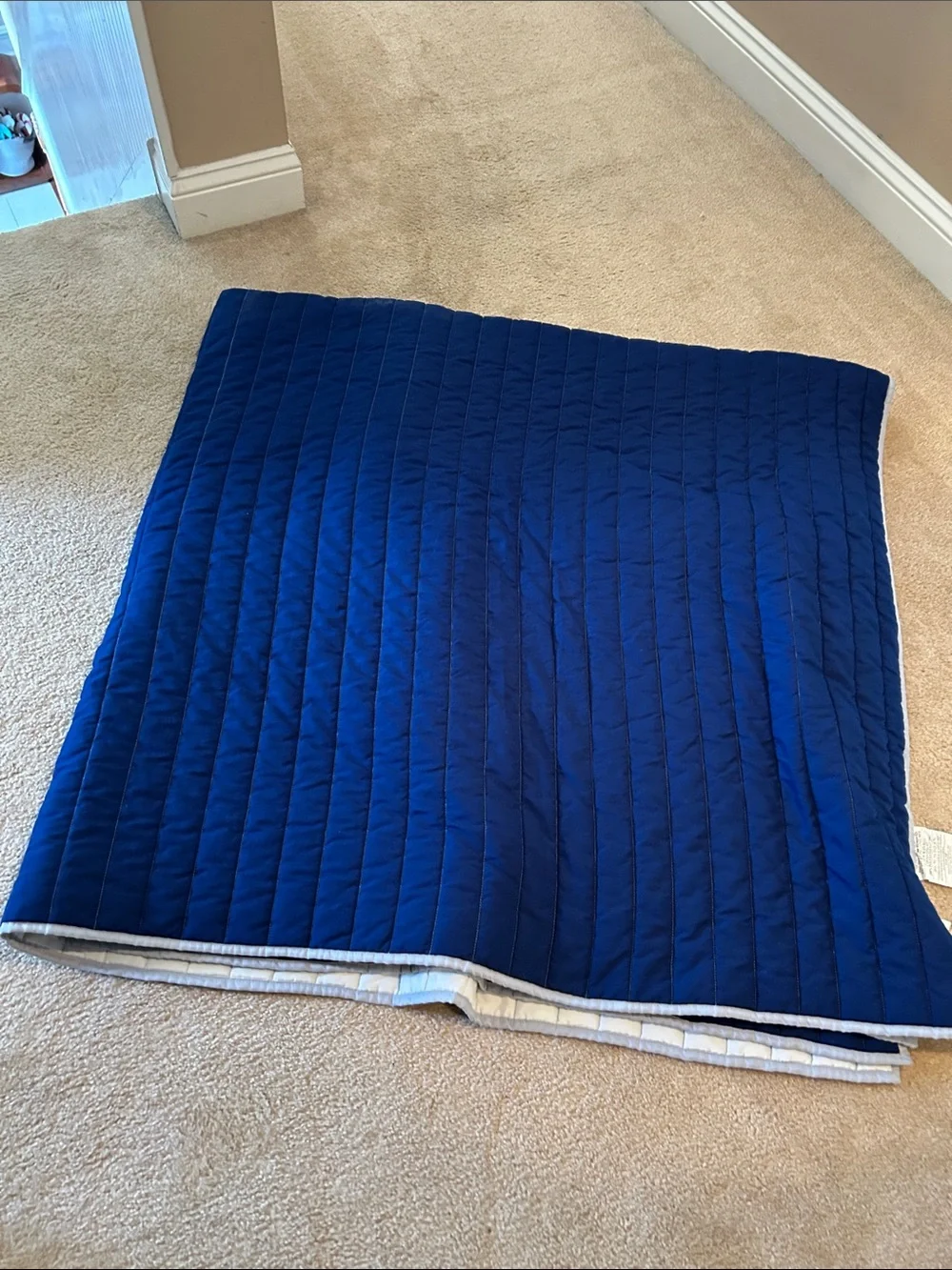 Circo Navy Blue Quilted Throw with Light Gray Trim